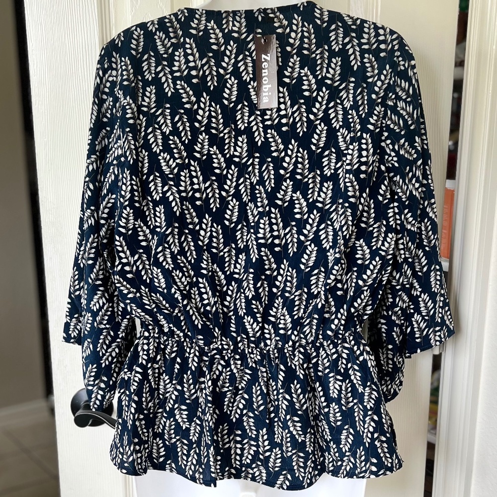 Zenobia Faux Wrap Style Juniors Top - Picture 3 of 7